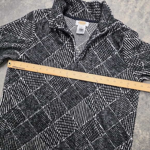 VTG Y2K Talbots Petites Black & White Geometric Pattern 1/4 Zip Pullover Top‎ S - Picture 6 of 7